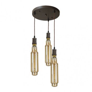 FABRILAMP Lampara Elio 3xe27 Marron/ambar Bombillas Incluidas 24w 3000k 1920lm Regx30x30 Cm
