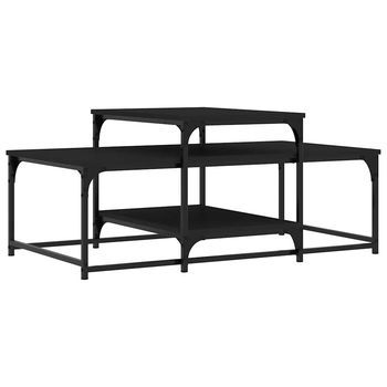 Mesa De Centro 60x102x45 Cm Madera Y Metal Trabajados - Negro