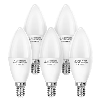 Aigostar Bombilla Vela LED E14, 9W Equivalente a 52W, 675 Lúmenes,Blanco Cálido 3000K,C37,No regulable - 5unidades