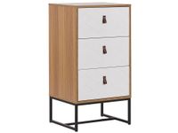 comoda de 3 cajones  marron claro blanco