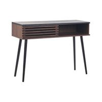 consola madera oscura negro 110 x 40 cm puerta corredera listones rustico perth