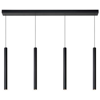 Lámpara de techo 4 luces metal negro 120cm