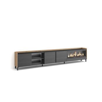 Mueble Tv Benalmádena-02 Con Chimenea Y Almacenaje