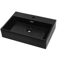 lavabo de bano moderno  lavabo con orificio para grifo ceramica 76x425x145 cm negro