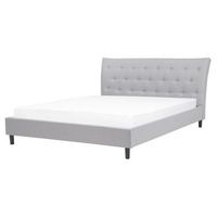 cama tapizada gris claro 160 x 200 cm con somier y cabecero acolchado saverne