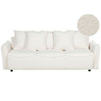 sofa cama moderno boucle convertible con almacenamiento cojines adicionales fundas extraibles blanco krama