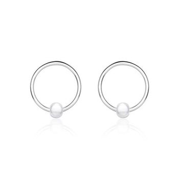 Pendientes circulares para mujer de plata 925 con perlas