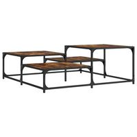 mesa de cafe - mesa de centro madera de ingenieria roble ahumado 107x107x40 cm