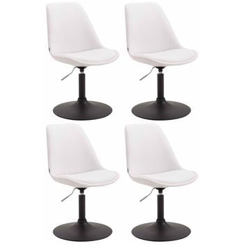 Set De 4 Sillas Lounge Maverick En Polipiel Simil Cuero Blanco 57x48x76 Cm Clp