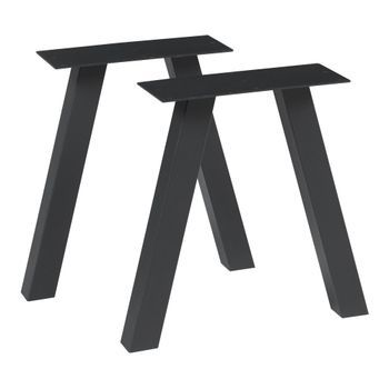 Set De 2 Patas De Mesa Mariager Forma De V Acero 42x40cm - Negro [en.casa]