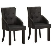 sillas de comedor 2 unidades cuero de cabra autentico negro vidaxl
