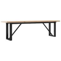 mesa de centro rectangular estilo industrial con estructura en forma de o 160 x 40 x 455 cm madera de pino y acero dec036238