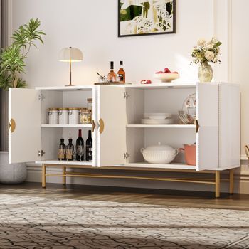 Aparador - Mueble Para Salón - Mdf Y Tablero De Partículas - Blanco (160x40x82cm)