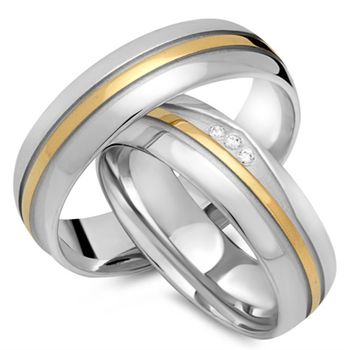 Alianzas 8 quilates oro amarillo-blanco 3 diamantes