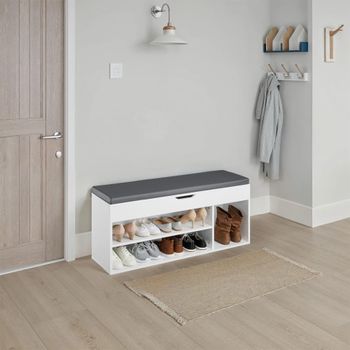 Banco zapatero para 9 pares y acolchado 104 x 30 x 49 cm, blanco