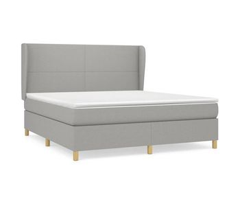 Cama box spring con colchón tela gris claro 180x200 cm diseño plano