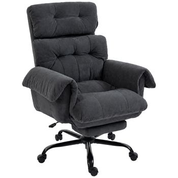 HOMCOM Silla de Oficina con Respaldo Ajustable Sillón Acolchado con Ruedas Sillón Tapizado Regulable en Altura Acero Gris Oscuro   Aosom España