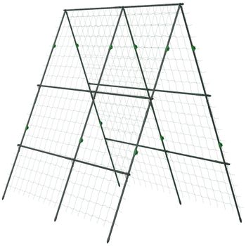 Outsunny Soporte para Plantas Trepadoras de Jardín Triangular con Estructura de Acero para Frutas Verduras 180x100x180 cm Verde
