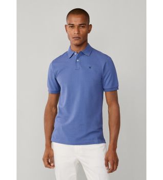Hackett London para hombre. HM5600093 Polo piqué fit slim azul (S), Casual, Algodón, Manga corta