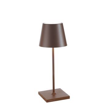 Lámpara De Mesa Led Zafferano Poldina Pro Mini Corten, Recargable Y Regulable, Con Duración De Batería De Hasta 12 Horas