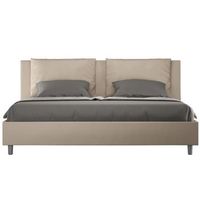 cama para adultos moderna con cojines acolchados de piel sintetica anja-color ribete verde crudo-ropa de cama 180x200 cm