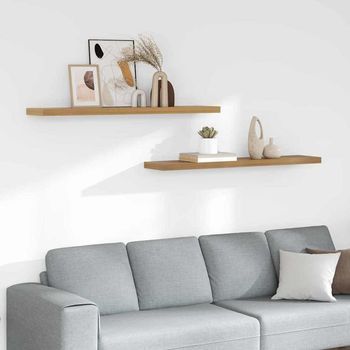 Vidaxl Estante De Pared 2 Uds. Marrón 120 X 23,5 X 3,8 Cm
