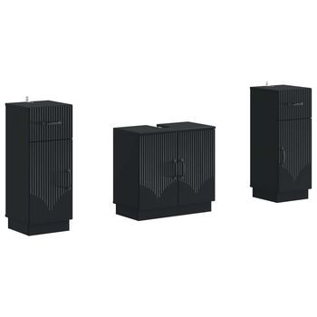 Juego De Gabinete De Baño De 2 Piezas Hoorn Negro Vidaxl