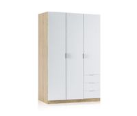 armario de 3 puertas y 3 cajones en blanco artik y roble canadian 121x180 cm low cost blanco artik blanco mate - roble canadian 121armario35cajo