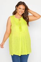 top amarillo sin mangas con jaretas mujer curvy y tallas grandes yours