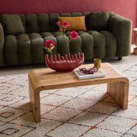 mesa de centro rectangular de madera maciza de acacia natural
