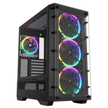 Nfortec DRACO X A-RGB Torre ATX 4 Ventiladores Cristal Templado USB 3.2 Soporte GPU Negra