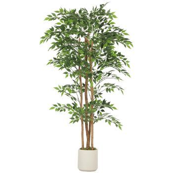 Banyan Artificial 180 Cm Con Tronco De Madera Y Maceta, Verde