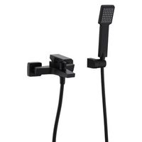 griferia negra mate para banera y ducha en laton y zama con tubo metalico 180 cm