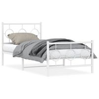 cama para adulto  cama individual  estructura cama metal con cabecero y pie cama blanca 90x200 cm