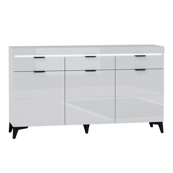 Bufé 3 puertas 3 cajones con led paneles laminados blanco