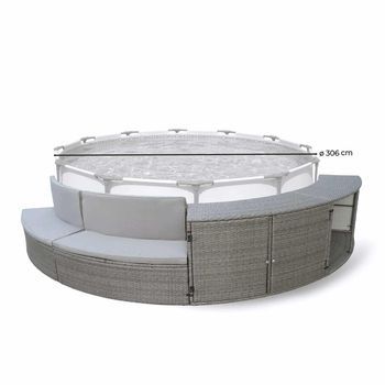 Revestimiento Para Piscina  K2o  Half Surround 306 306x40x70 Cm Set Semicircular De 4 Piezas Bancos Y Almacenamiento