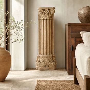 Media columna de teca natural 35x25x125 cm