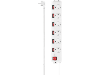 Regleta - Hama Schuko, 6 tomas, Interruptor, 250 V, Cable 1.5 m, Blanco