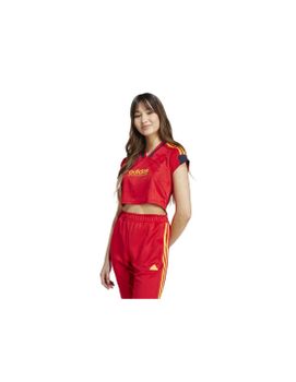 Camiseta adidas Tiro Cut 3 Bandas Cropped Mujer Rojo