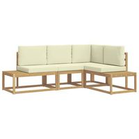 conjunto de sofas de exterior 3 pieza blanco y crema poliester vidaxl