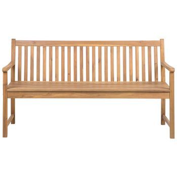 Banco De Jardín De Madera De Acacia Marrón Claro 160 Cm Con Listones Estilo Rústico Vivara