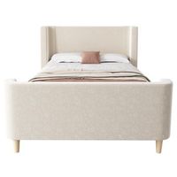cama infantil de 90 x 200 cm - cama individual - cama trineo con estampado cosmico - terciopelo - beige