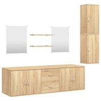 juego de muebles de bano de 7 piezas en madera de roble de ingenieria vidaxl