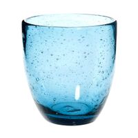 vaso de vidrio con burbujas azul