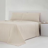juego de sabanas noa beige percal algodon  200 hilos 280x260 cama 200