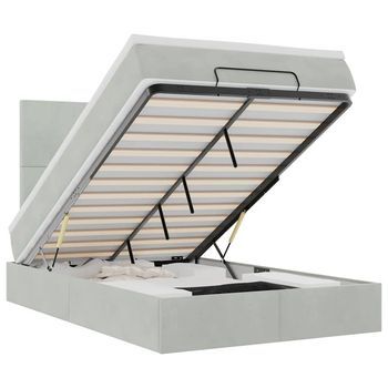 Estructura Cama Otomana Colchones Gris Claro 120x200cm Vidaxl