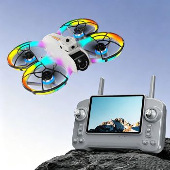 LYZRC L8 PRO WiFi FPV con pantalla LCD, controlador, cámara HD, gimbal de servomotor, protección de obstáculos de 360°,