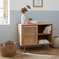 armario de madera y cana trenzada 80x39x658cm