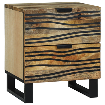 Pack 2 Uds Mesitas De Noche | Mesilla De Noche | Cabinete De Noche 40x33.5x46 Cm De Madera De Mango Y Madera Ingenierizada Cfw98299
