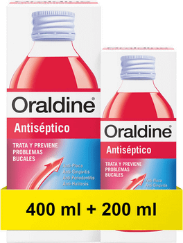 Oraldine Colutorio Antiséptico y Antifúngico con Hexetidina 400 ml + 200 ml